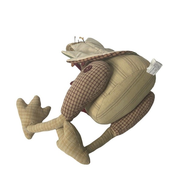 THANKSGIVING pilgrim turkey plush stuffed bird fabric tabletop decor brown - Picture 4 of 4